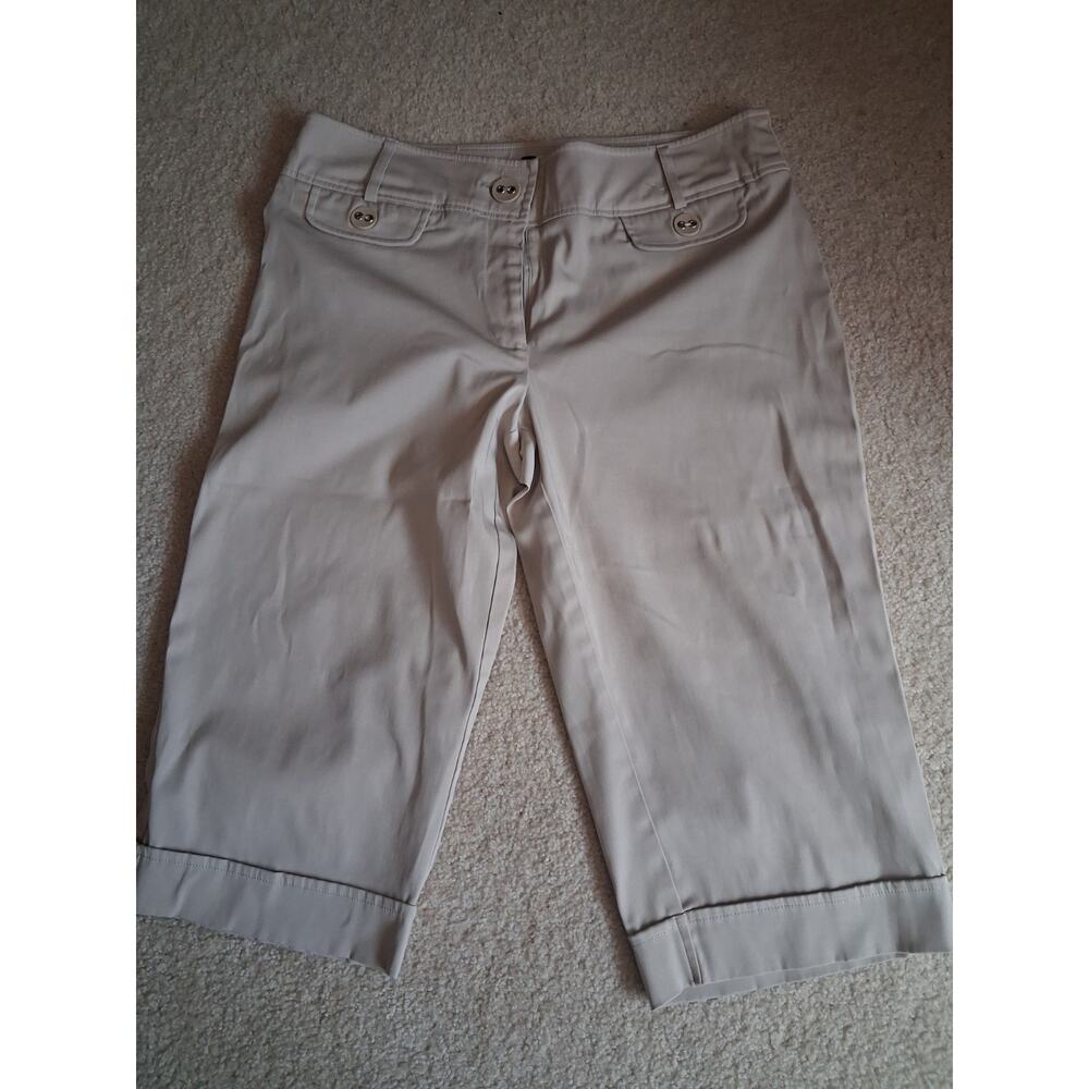 Studio 1940 Women's Bermuda Shorts Beige Twill Cotton Stretch Pockets Size 12